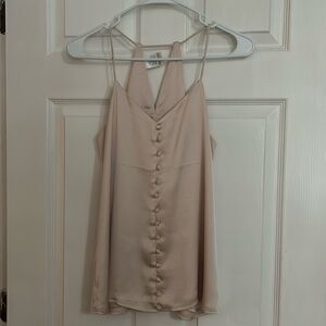 Beige silk lined dress tank top